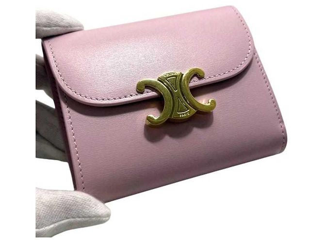 Céline Celine Tri-fold Wallet aus rosa Leder Pink - Ansicht 9