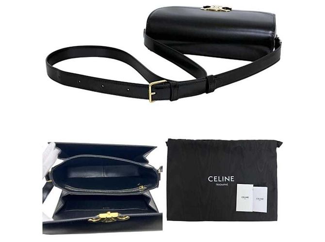 Triomphe Céline Borsa a tracolla Celine Classic in pelle di vitello Nero - vista 3