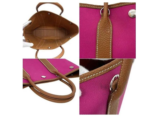 Hermès Borsa Tote Hermes Garden File PM Marrone Rosa Porpora - vista 4