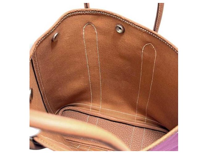 Hermès Borsa Tote Hermes Garden File PM Marrone Rosa Porpora - vista 7