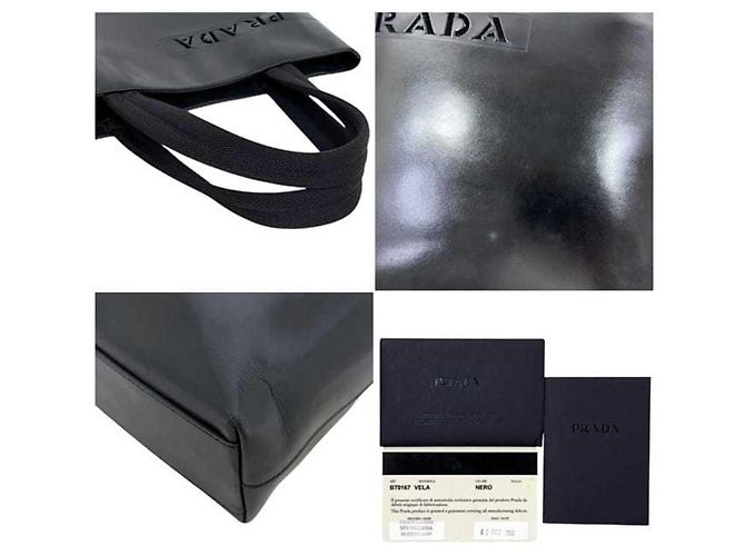 Borsa Tote in pelle nera Prada Nero - vista 11