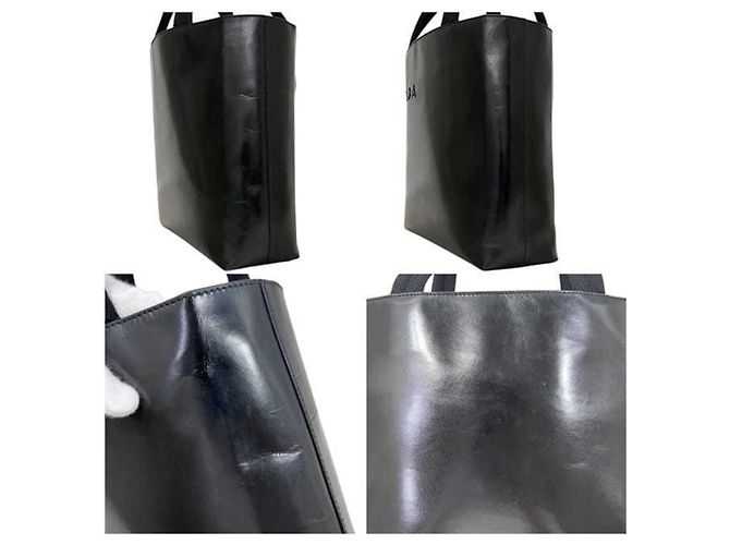 Borsa Tote in pelle nera Prada Nero - vista 6