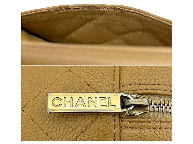 Mini borsa Boston in pelle di vitello granulata beige Chanel - vista 6