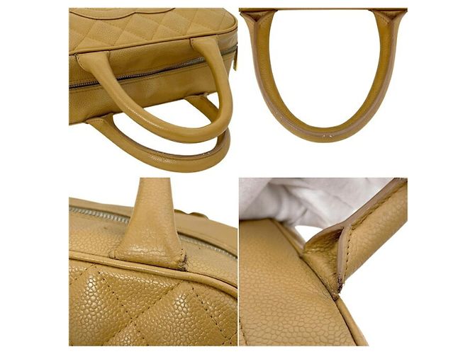 Mini borsa Boston in pelle di vitello granulata beige Chanel - vista 8