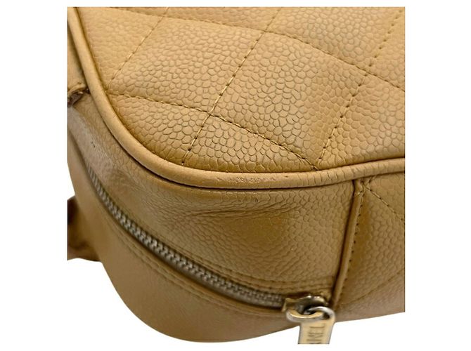 Mini borsa Boston in pelle di vitello granulata beige Chanel - vista 9