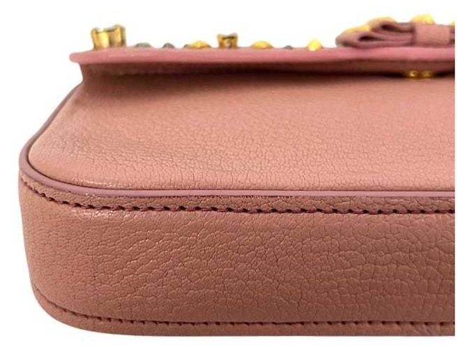 Clutch in pelle rosa Miu Miu - vista 10