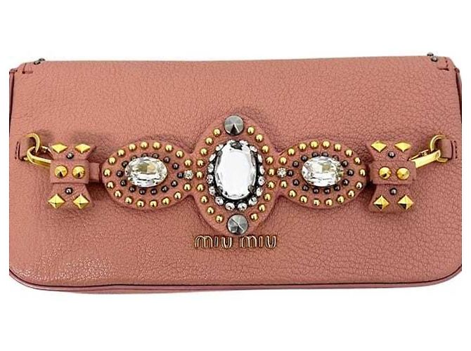 Clutch in pelle rosa Miu Miu - vista 6