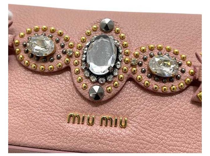 Clutch in pelle rosa Miu Miu - vista 8
