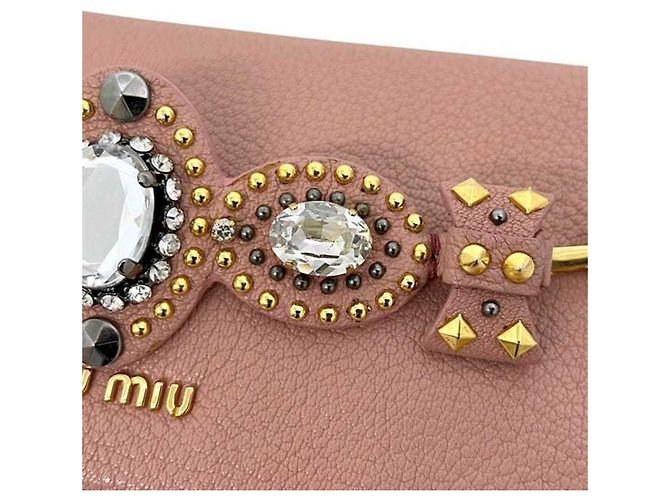 Clutch in pelle rosa Miu Miu - vista 9