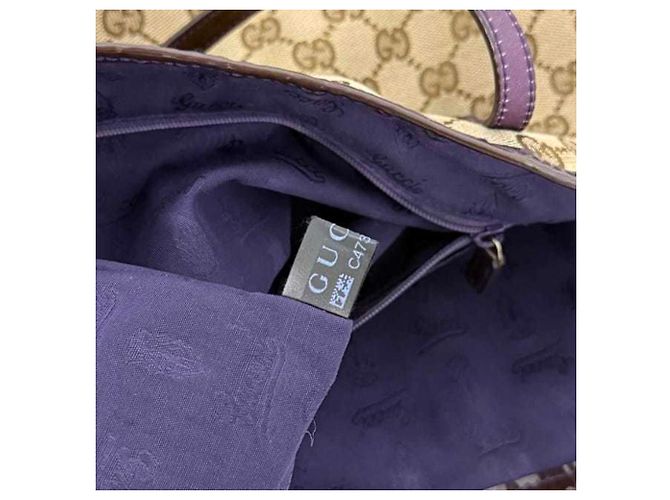 Borsa Tote Gucci beige e viola Porpora - vista 4