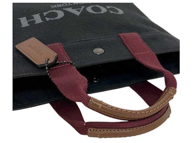 Borsa 2 vie Coach in tela nera e bordeaux Nero Bordò - vista 10