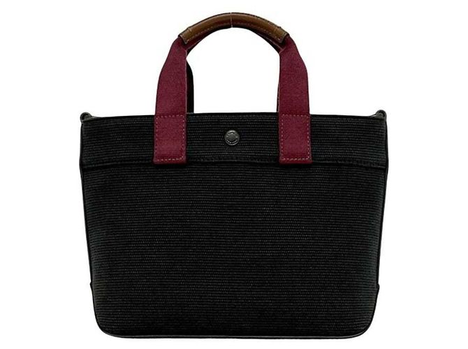 Borsa 2 vie Coach in tela nera e bordeaux Nero Bordò - vista 5