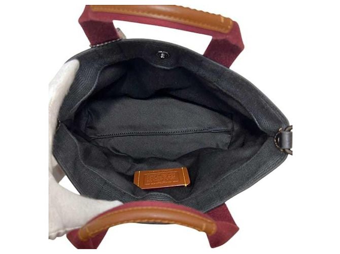 Borsa 2 vie Coach in tela nera e bordeaux Nero Bordò - vista 7