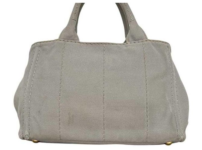 Bolsa Tote Prada Canapa em lona cinza Marrom - vista 10