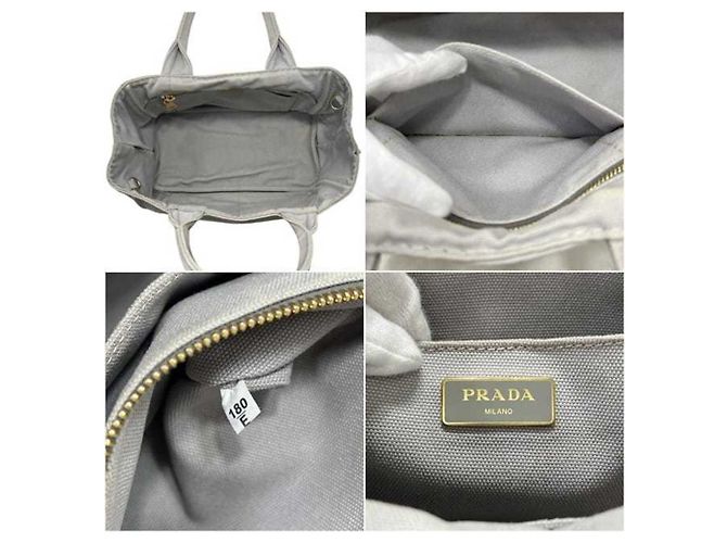 Bolsa Tote Prada Canapa em lona cinza Marrom - vista 3