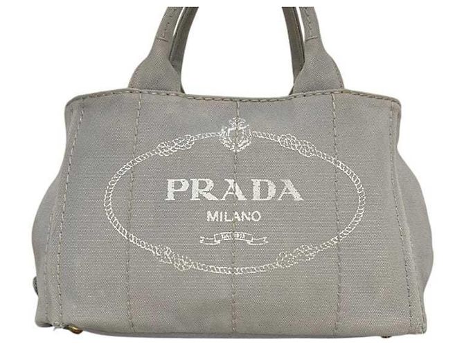 Bolsa Tote Prada Canapa em lona cinza Marrom - vista 9