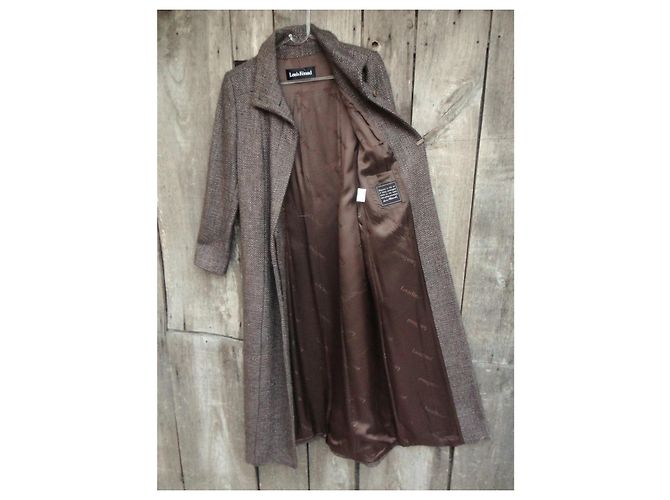 Abrigo largo de tweed marrón Louis Féraud Castaño - vista 6