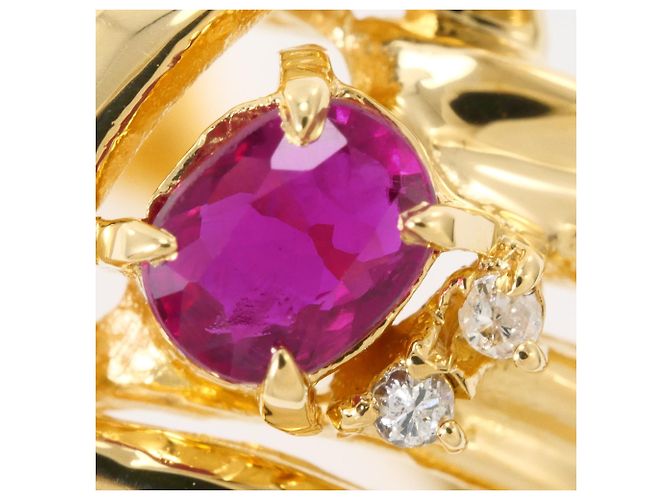 Autre Marque 18K Gelbgold-Ring mit Rubin und Diamant Golden - Ansicht 2
