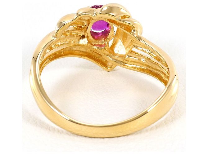 Autre Marque 18K Gelbgold-Ring mit Rubin und Diamant Golden - Ansicht 4