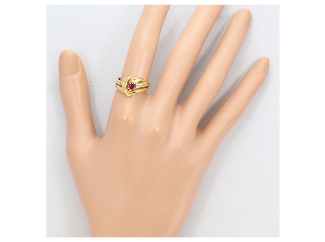 Autre Marque 18K Gelbgold-Ring mit Rubin und Diamant Golden - Ansicht 6