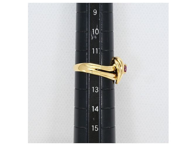 Autre Marque 18K Gelbgold-Ring mit Rubin und Diamant Golden - Ansicht 7