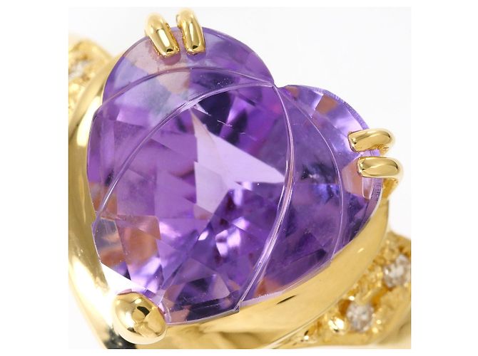 Autre Marque 18K Gelbgold-Ring mit Amethyst und Diamant Golden - Ansicht 2