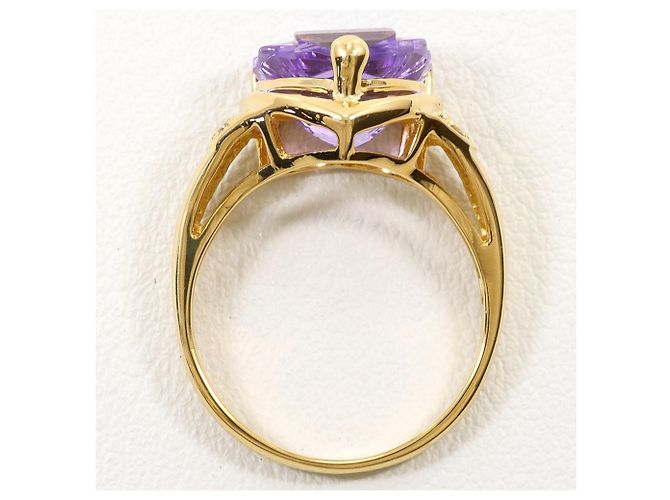 Autre Marque 18K Gelbgold-Ring mit Amethyst und Diamant Golden - Ansicht 3