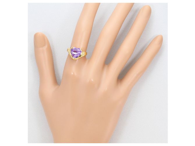 Autre Marque 18K Gelbgold-Ring mit Amethyst und Diamant Golden - Ansicht 7