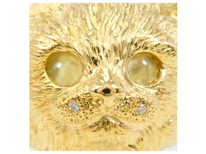 Autre Marque 18K Gelbgold-Ring mit Katzenauge und Diamant Golden - Ansicht 2