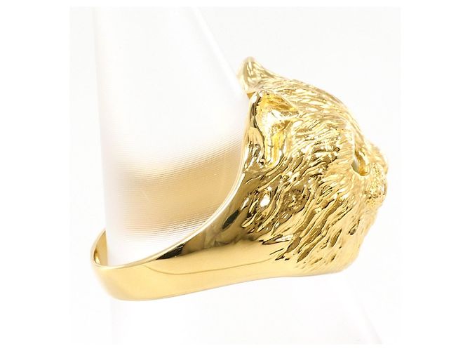 Autre Marque 18K Gelbgold-Ring mit Katzenauge und Diamant Golden - Ansicht 4