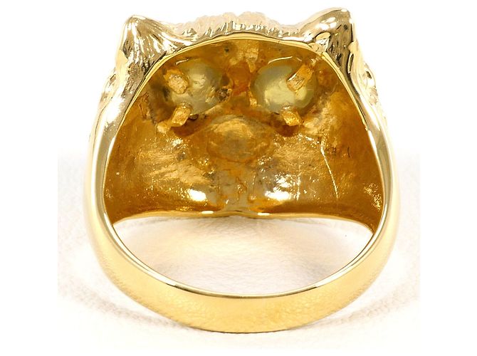 Autre Marque 18K Gelbgold-Ring mit Katzenauge und Diamant Golden - Ansicht 5
