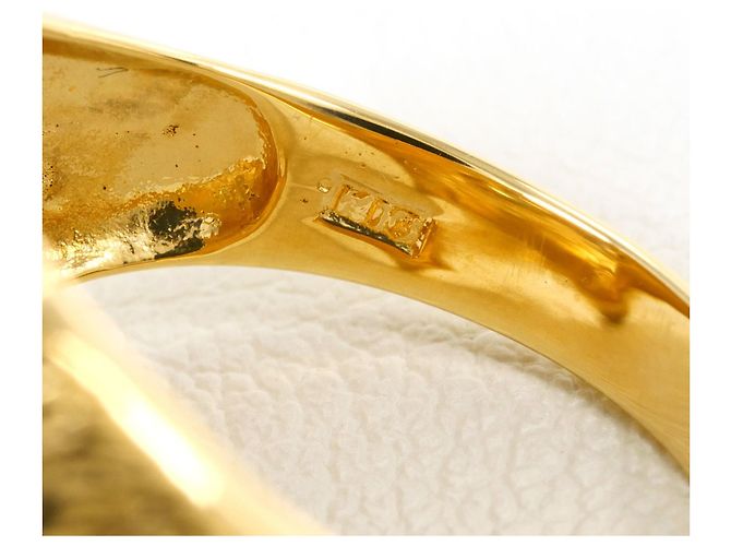Autre Marque 18K Gelbgold-Ring mit Katzenauge und Diamant Golden - Ansicht 6