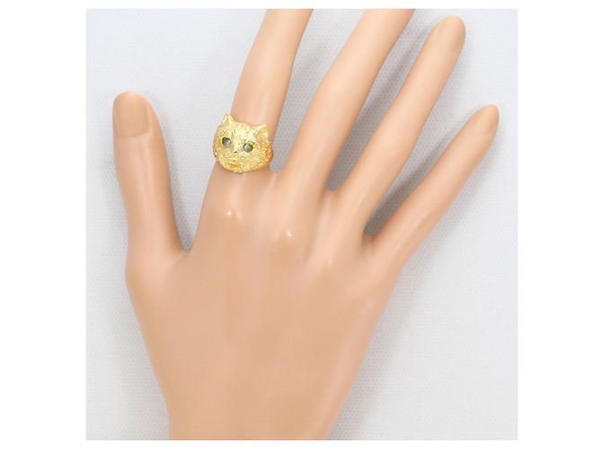 Autre Marque 18K Gelbgold-Ring mit Katzenauge und Diamant Golden - Ansicht 7