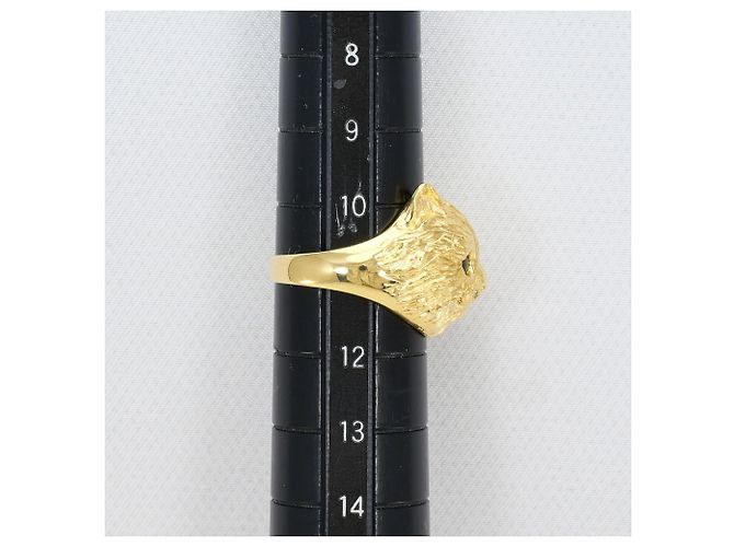 Autre Marque 18K Gelbgold-Ring mit Katzenauge und Diamant Golden - Ansicht 8