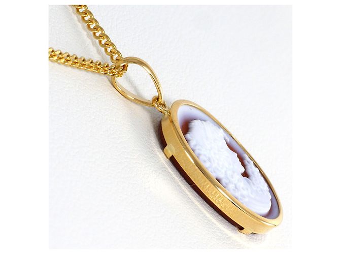 Autre Marque Collar de oro amarillo de 18K con camafeo de piedra Dorado - vue 2