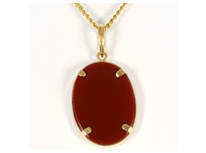 Autre Marque Collar de oro amarillo de 18K con camafeo de piedra Dorado - vue 3