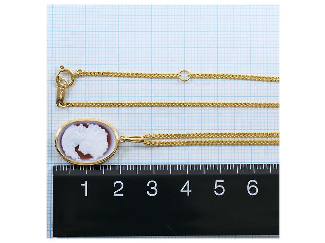 Autre Marque Collar de oro amarillo de 18K con camafeo de piedra Dorado - vue 4