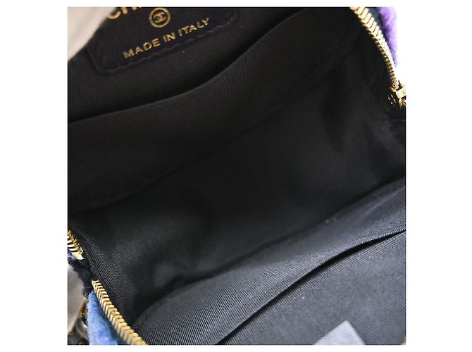 Chanel 19 Round Clutch mit Kette aus gestepptem Tweed Lila - Ansicht 3