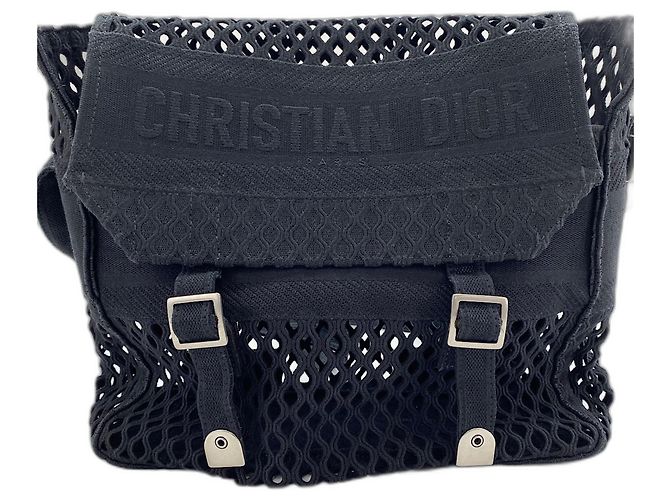 Borsa a tracolla in mesh Christian Dior Diorcamp Nero - vista 2