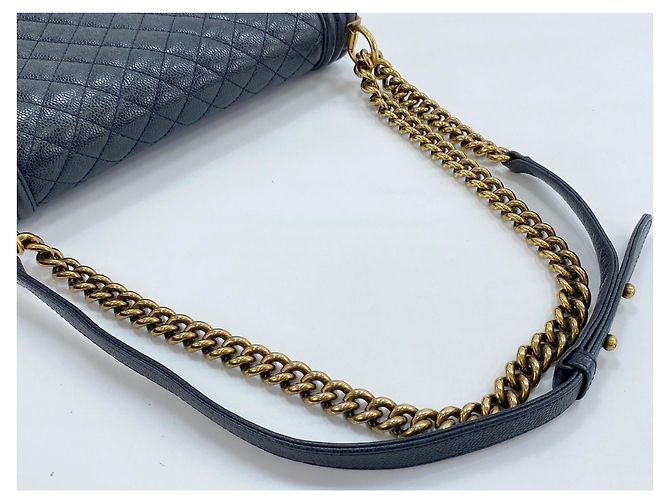 Borsa a Spalla Chanel Boy Chanel Large in Navy Blu navy - vista 10