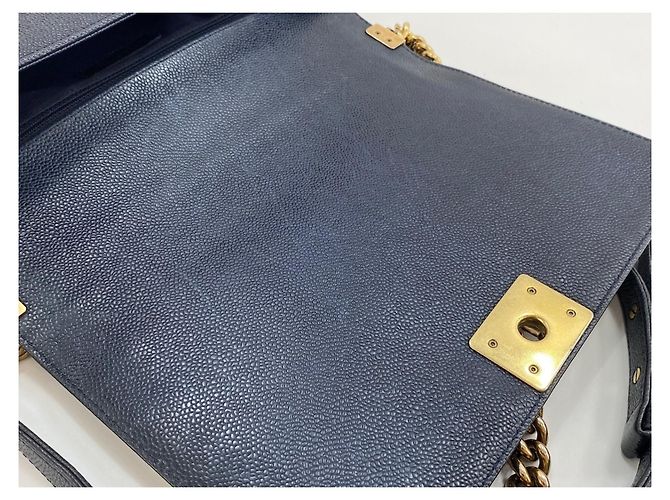 Borsa a Spalla Chanel Boy Chanel Large in Navy Blu navy - vista 11