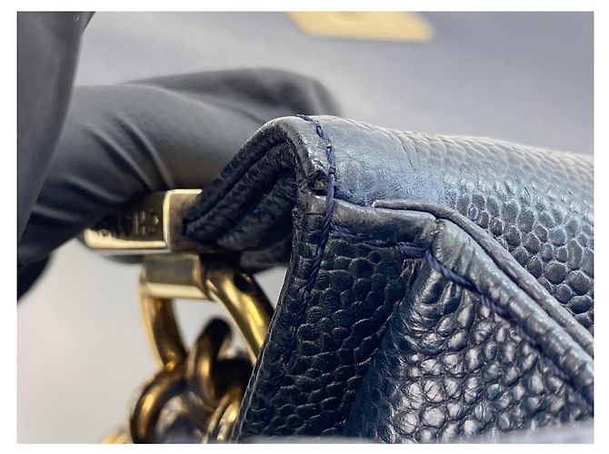 Borsa a Spalla Chanel Boy Chanel Large in Navy Blu navy - vista 14