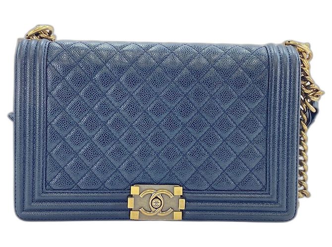 Borsa a Spalla Chanel Boy Chanel Large in Navy Blu navy - vista 2