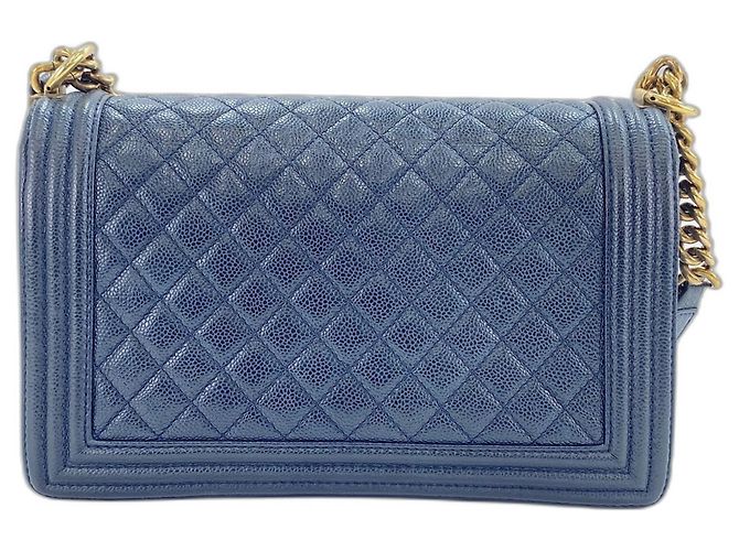 Borsa a Spalla Chanel Boy Chanel Large in Navy Blu navy - vista 3