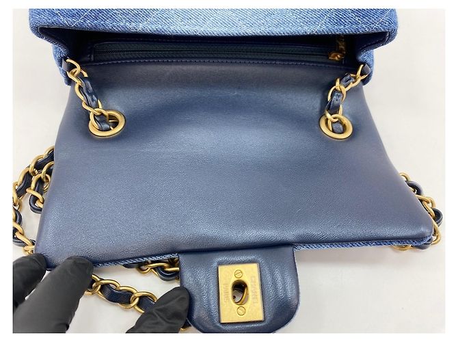 Borsa a Spalla Chanel Mini Matelassé Blu - vista 10