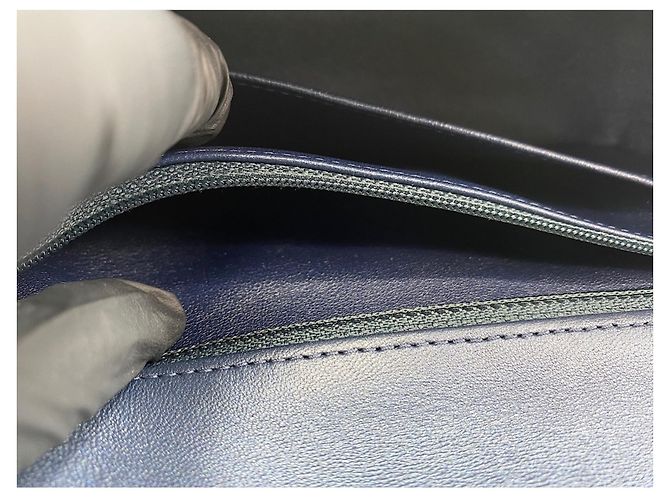 Borsa a Spalla Chanel Mini Matelassé Blu - vista 13