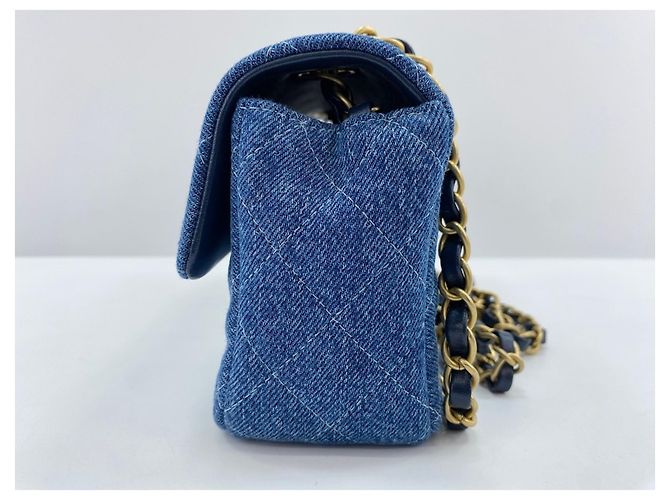 Borsa a Spalla Chanel Mini Matelassé Blu - vista 4