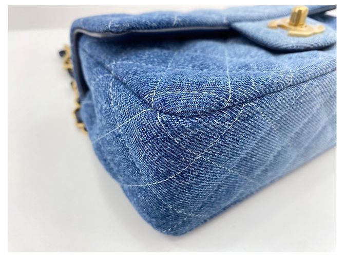 Borsa a Spalla Chanel Mini Matelassé Blu - vista 7