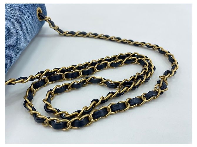 Borsa a Spalla Chanel Mini Matelassé Blu - vista 9