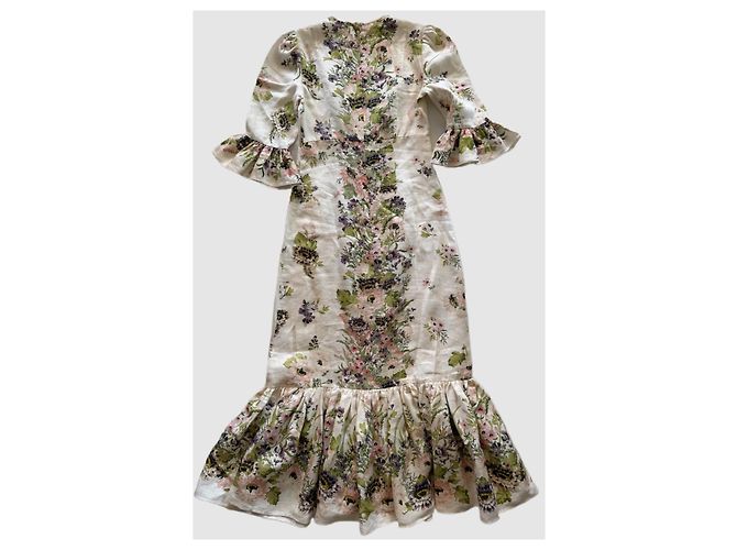 Zimmermann Halliday Leinen-Maxikleid mit Blumenmuster Braun Pink Weiß Grün Lila - Ansicht 2